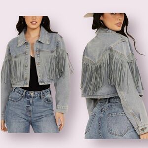 Stylish Women's Fringe Jean Jacket
